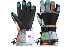 Odtmger Ski Gloves,Winter Waterproof & Warm Snow Gloves for Parent Child Kids 3M Thinsulate -Skiing,Cycling,Motorcycle,Running