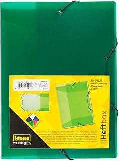 Idena 225416 - Heftbox für DIN A5 mit Gummizug, aus PP, Füllhöhe 3,5 cm, transluzent apfelgrün, 1 Stück