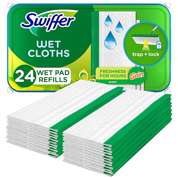 SWIFFER SWEEPER WET MOPPING PAD REFILLS FOR FLOOR MOP GAIN SCENT 24 COUNT