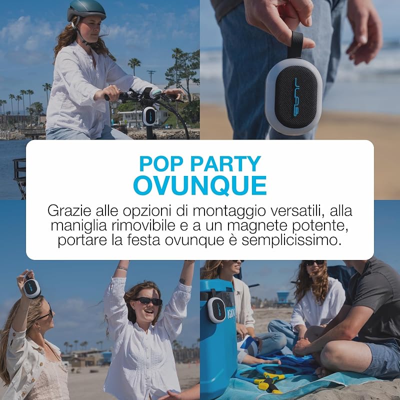 Pop Party Cassa Bluetooth Ultra-Portatile - 8+ ore, Mora