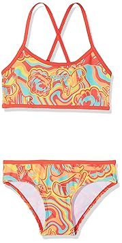 Speedo Mädchen colourmelt Allover Crop Top Badeanzug (2 Stück), Mädchen