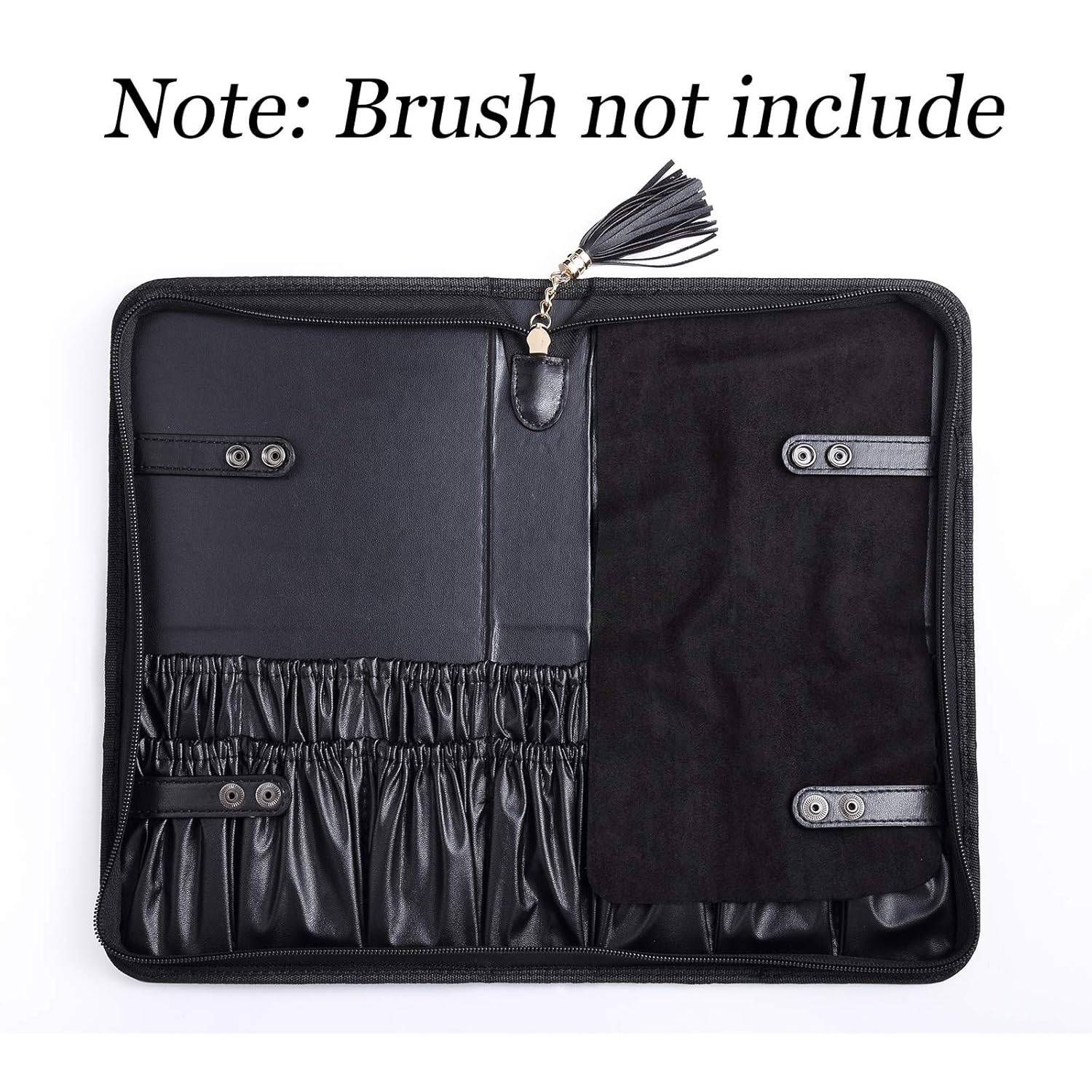 Rownyeon Professional Makeup Brushes Organizer Bag Makeup Artist Cosmetic Case Leather Makeup Handbag Black Travel Portable(Only Bag) : Beauty
