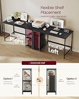 VASAGLE Computer Desk 120x60 cm with Left or Right Shelves Ebony Black LWD047B16 view 4