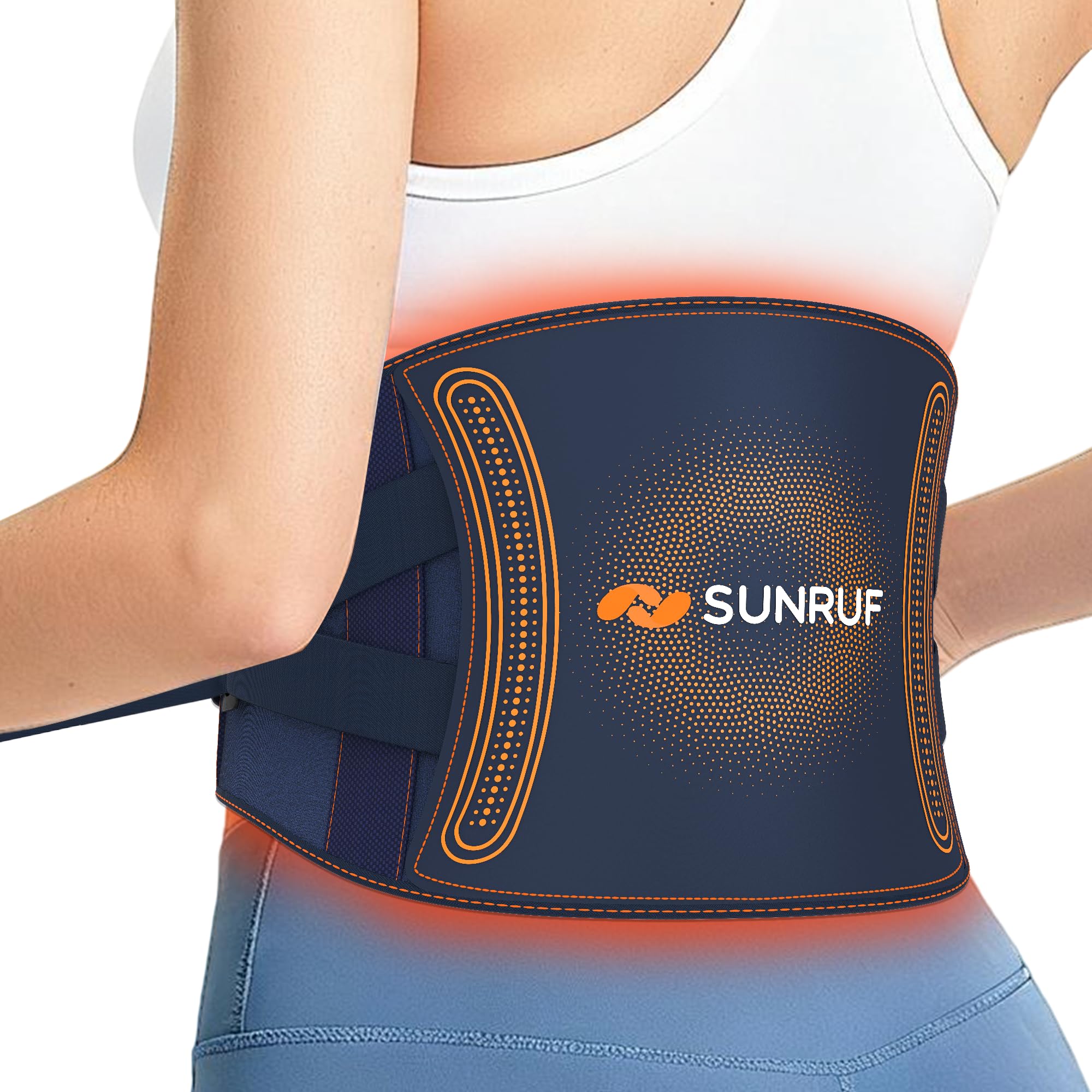 Cordless Heating Pad with Massager for Back Pain Relief Portable Heat Pad for Period Cramps, Hands-Free, Auto Shut Off with an Extension Strap