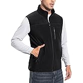 Pioneer Camp Men's Full-Zip Polar Fleece Vest Casual Lightweight Sleeveless Outerwear with 5 Pockets Soft Warm Winter Jacket