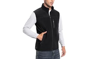 Pioneer Camp Men's Full-Zip Polar Fleece Vest Casual Lightweight Sleeveless Outerwear with 5 Pockets Soft Warm Winter Jacket