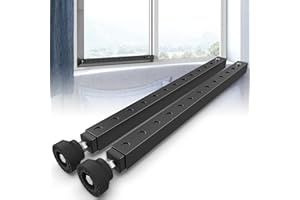 WooFog Adjustable Window Security Bars Vertical, Heavy Duty Sliding Patio Glass Door Lock Bar with Rubber Feet, 17-33 inch Window Safety Stopper for Up and Down Windows -Black 2 PCS Patented