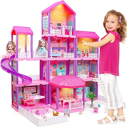 beefunni Doll House, Dream Dollhouse for Girls,Doll Houses 4-5 7-8