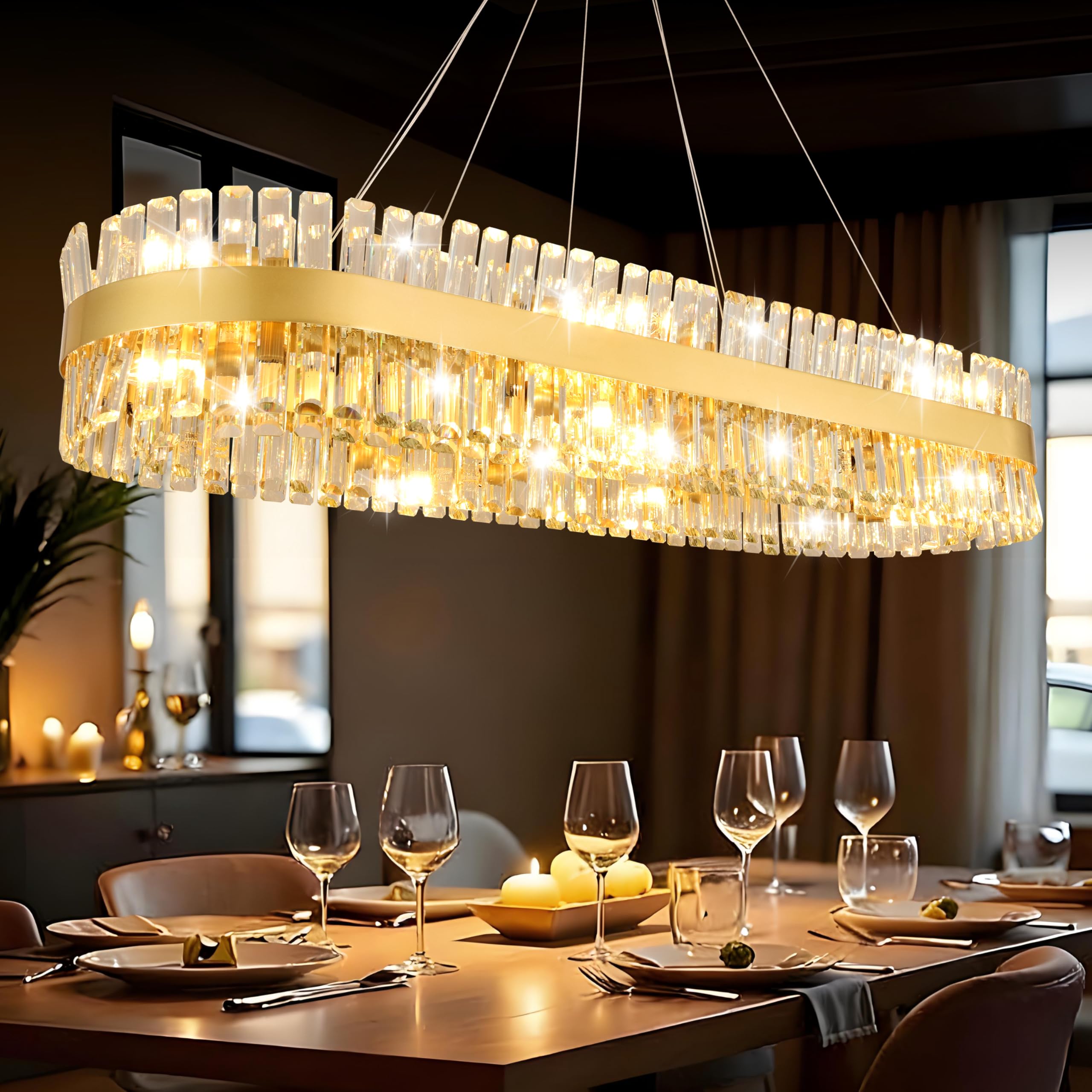 Photo 1 of *****FINAL SALE****** SOLD FOR PARTS********MADEM Modern Crystal Chandeliers,Gold 2-Tiers Chandelier Light Fixture, Contemporary Pendant Ceiling Light for Dining Room Living Room Kitchen Island Entryway Foyer,E12 x 20?Bulbs not Included?.