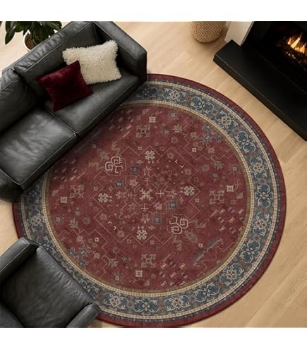 Amazon.com: Large Round Washable Area Rugs 5ft Vintage Faded