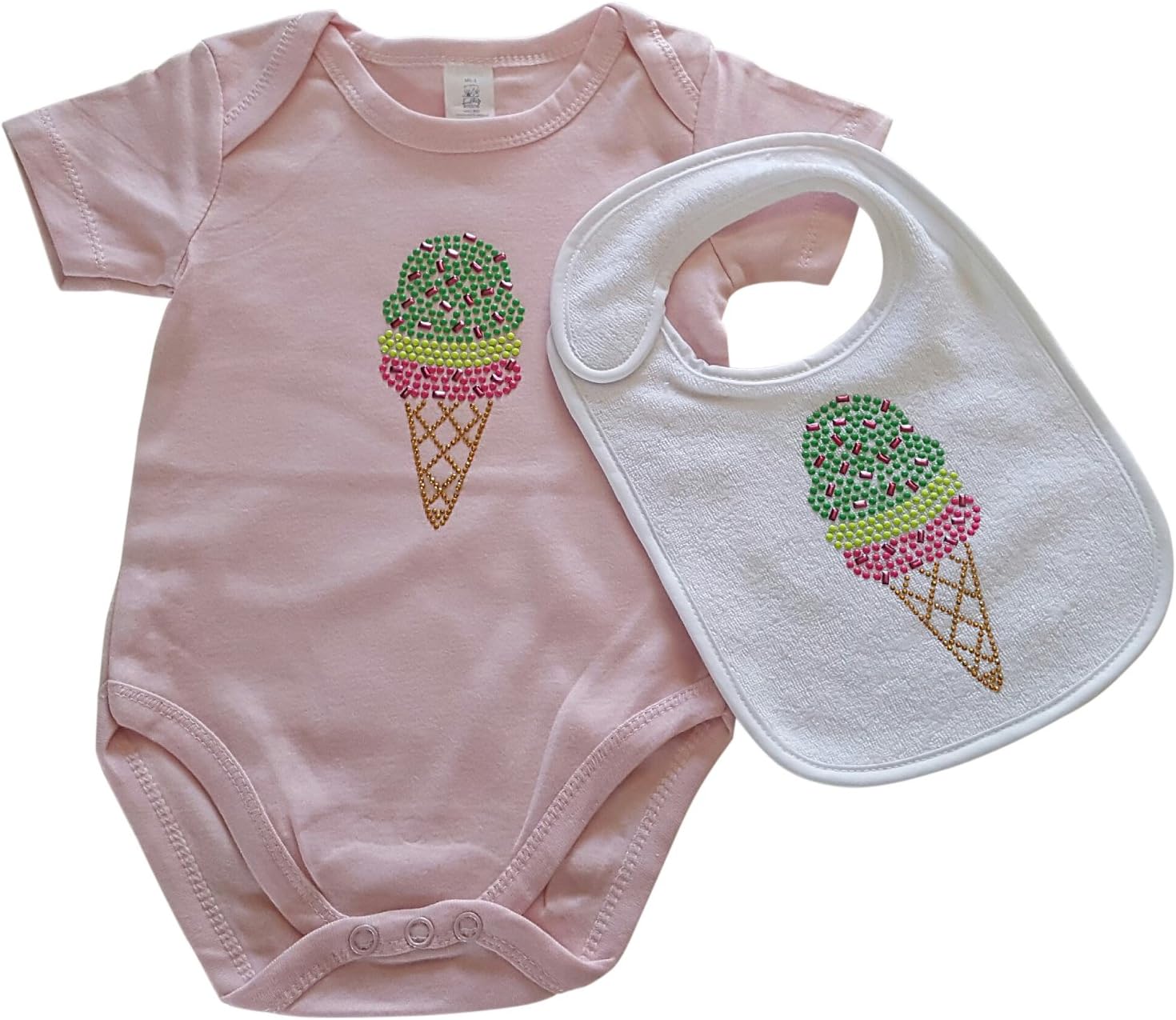 Ice Cream Cone onesis and bib Set