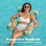 Sloosh Inflatable Pool Chair 2 Pack Tropical Leaves Adjustable Backrest view 6