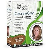 Light Mountain Henna Hair Color & Conditioner, Color the Gray - Light Brown Hair Dye for Men/Women, 2-Step Chemical-Free, Semi-Permanent Hair Color for White, Gray, and Blonde Hair, 7 Oz
