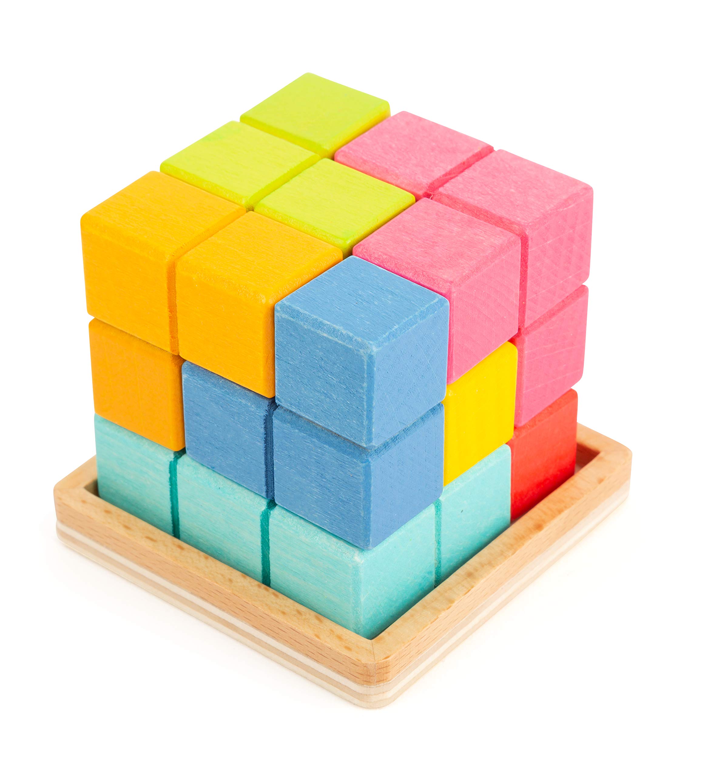 Small Foot 11346 3D Puzzle Cube, Comprised of 7 Pieces, Thinking Game for Ages 5 Years and up