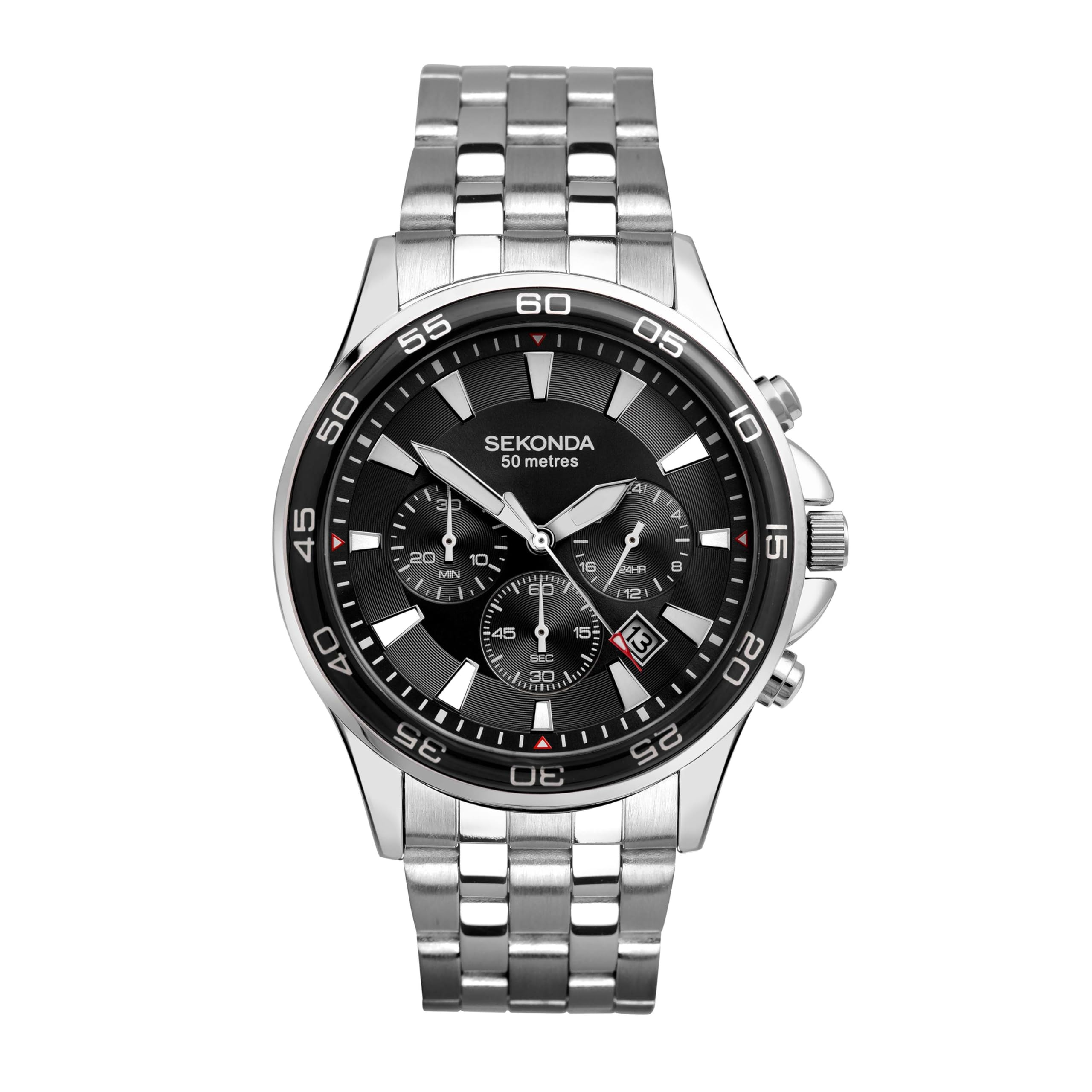 Sekonda Men's Quartz Watch with Chronograph Display and Stainless Steel Bracelet