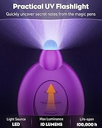 Uniclife 3 Pcs Invisible Ink Pen with 3 Pcs UV LED