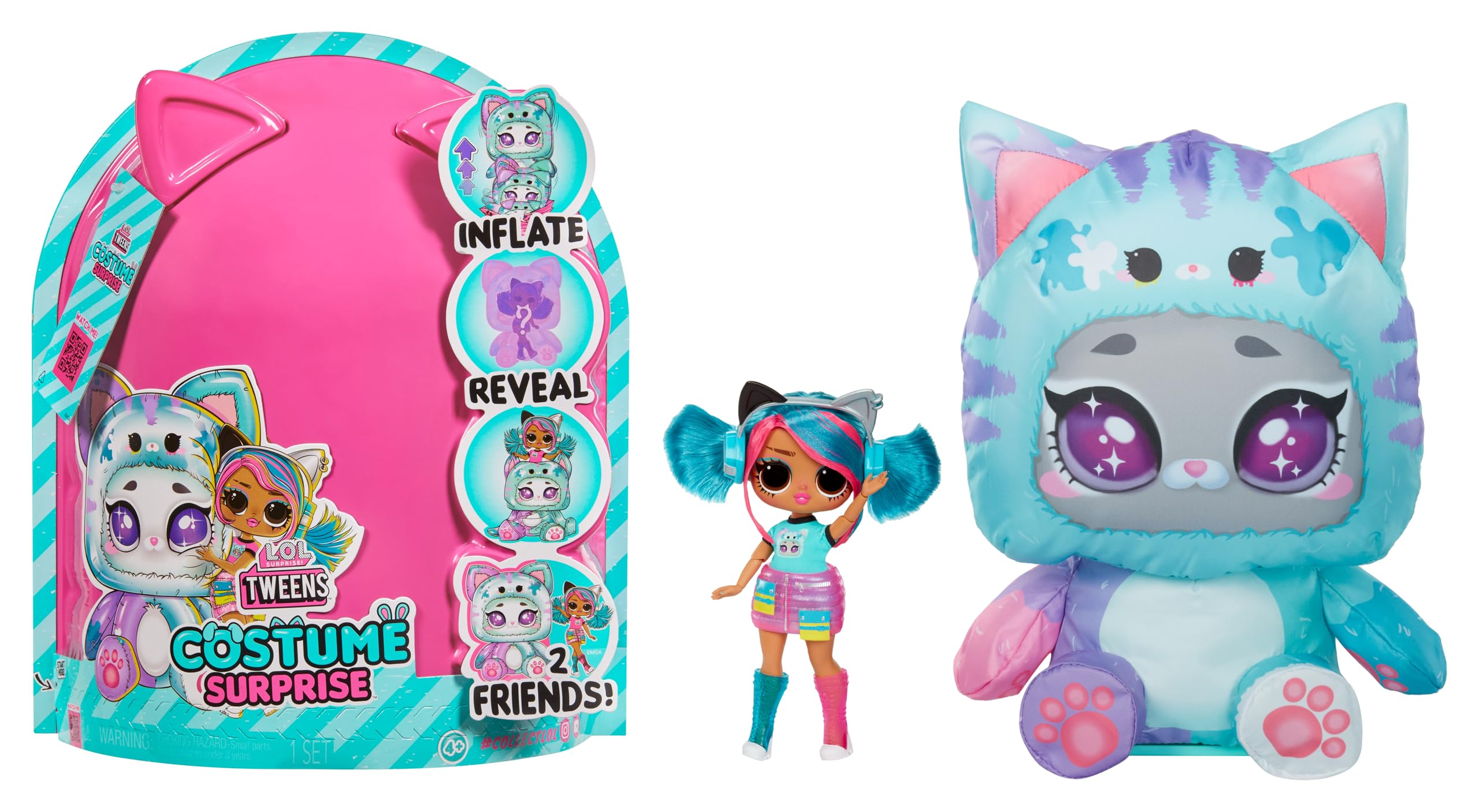 L.O.L. Surprise! Tweens Costume Surprise Emma Emo Fashion Doll with Inflatable Teal Kitty Pet Costume and Multiple Surprises Including Fabulous Fashions & Accessories – Great for Kids Ages 4+