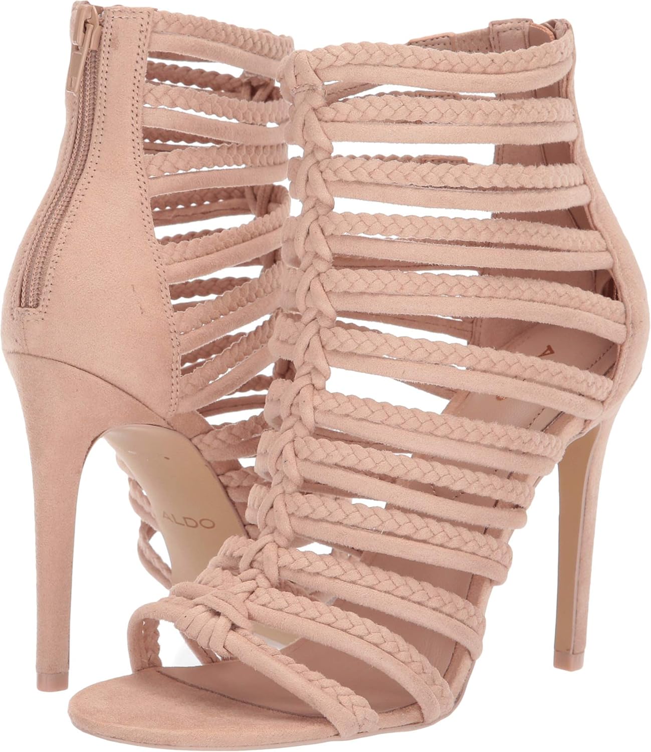 aldo dovyan embellished heeled sandals in silver