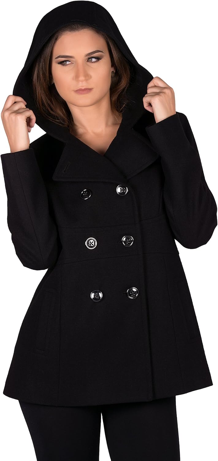 fitted coat with hood