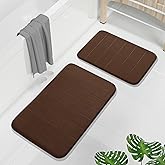 Yimobra Memory Foam Bathroom Rugs Sets 2 Piece - Super Soft Absorbent Quick Dry Bath Mat Set, Machine Washable Non Slip Floor Carpet for Tub Shower & Single Sink (17x24 & 31.5x20 Inch, Brown)