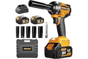 Adedad 1/2 inch Brushless Impact Wrench 750N.m(553 Ft-lbs) 20V High Torque Impact Gun with 2x4.0AH Battery and Fast Charger Cordless Impact Driver for Car,Construction,Building,DIY