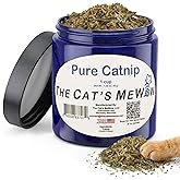 The Cat's MeWow 100% Pure Catnip &ndash; North American Grown &ndash; Strong Aroma for Play &amp; Enrichment &ndash; Resealable Freshness Jar &ndash; Veteran-Owned Brand
