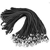 Korty Black Lanyards Bulk,50Pcs Badge Lanyards with Clip for ID Holder Badges Neck Flat Lanyard with Badge Lanyard Bulldog Clip