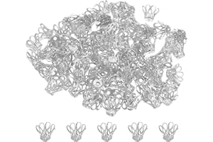 PATIKIL Flower Bead Caps, 100Pcs 11x8mm Hollow Metal Spacer Bead End Caps for Jewelry Making Earring Bracelets Necklace DIY Crafting, Silver Tone