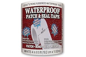 UZOU Flexible Tape, 4 in x 5 ft, Black,Thick Heavy Duty Rubberized Waterproof Tape - Seal and Patch Leaks, Works Underwater, Indoor Outdoor Projects - Home RV Roof Plumbing and Pool Repairs,White