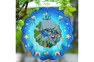 PAXMATE Wind Spinners Sea Turtle -Durable Stainless Steel Hanging Wind Spinners - 12 Inch Wind Sculptures & Spinners for Indoor/Outdoor Garden Decor
