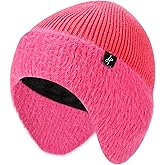 HAMUNI Winter Fleece-Lined Beanie with Earflaps, Warm Windproof Unisex Beanie Hat for Skiing, Hiking & Outdoor Winter Sports