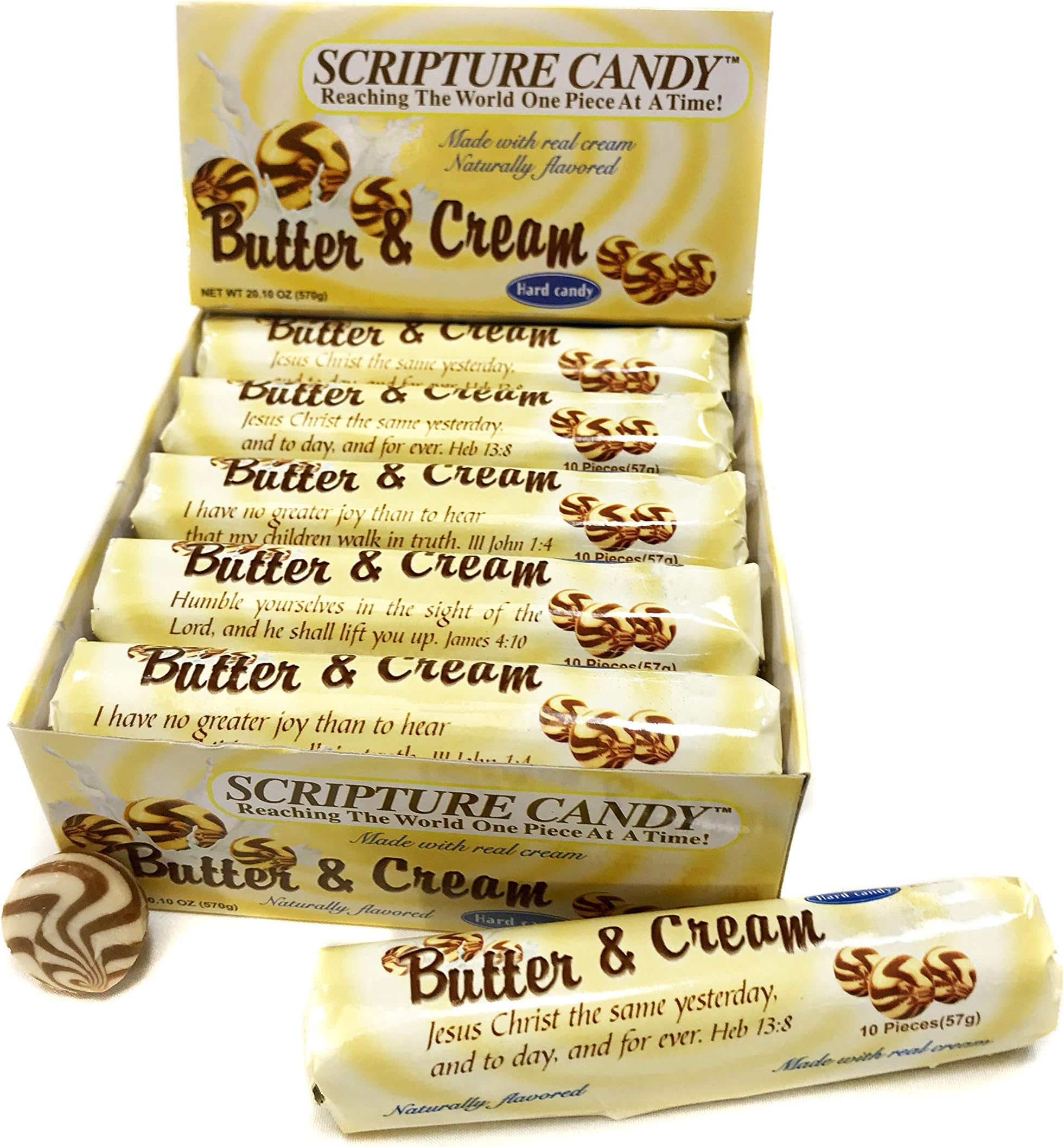 Scripture Candy Butter and Cream Rolls, 10 Count (10 Rolls)