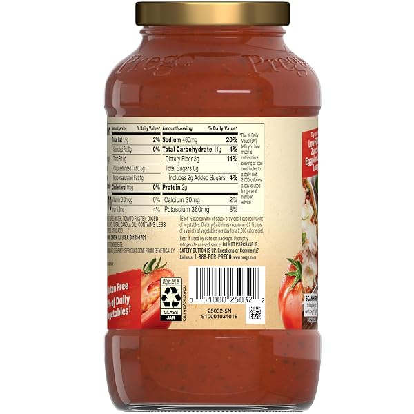 PREGO TRADITIONAL SENSITIVE RECIPE LOW FODMAP PASTA SAUCE, 23.75 OZ JAR (CASE OF 6)