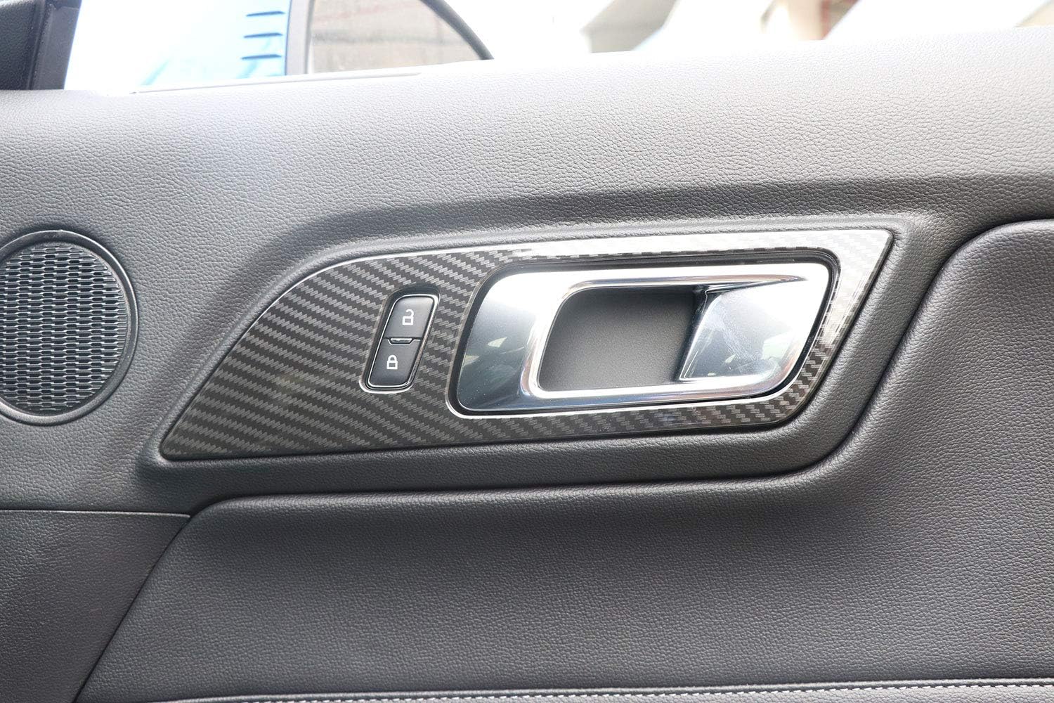For Mustang 2015-2018 ABS Carbon Fiber Style Plastic Interior Door Handle Bowl Cover Trim