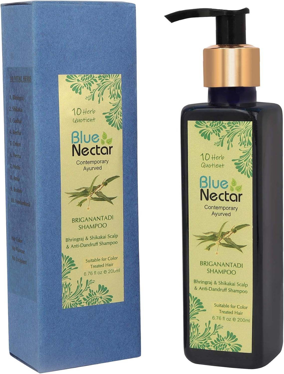 Blue Nectar Anti Dandruff Shampoo with Bhringraj (False Daisy), Shikakai (Soapnut) & Gooseberry (Amla) Oil for Hair Growth