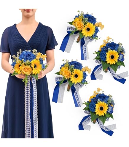 how to lengthen a bridesmaid dress Angelia Sunflower Navy Bundle – J & S Floral main image 0
