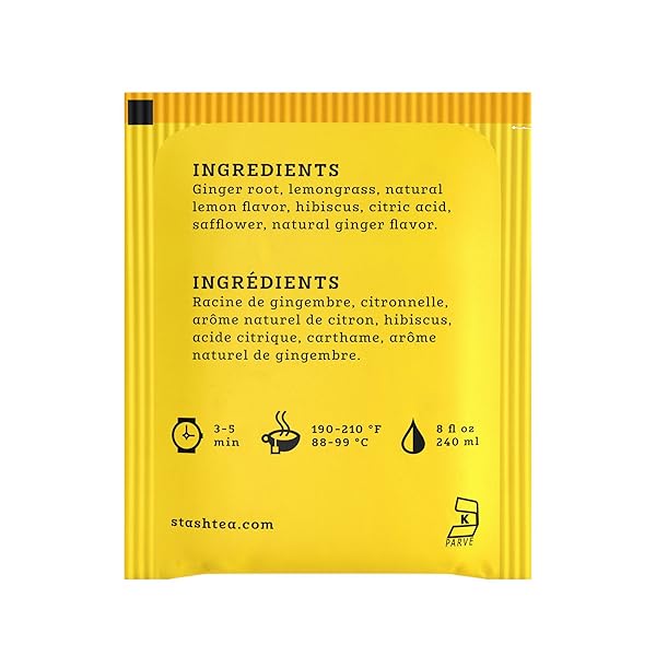 STASH TEA LEMON GINGER HERBAL TEA, 100 COUNT TEABAGS IN FOIL (PACKAGING MAY VARY)