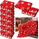 Soaoo 12 Pcs 50 x 60 Inch Christmas Snowflake Throw Blanket Red Snowflake Fleece Throw Blankets Bulk Xmas Winter Holiday Cozy Fleece Blanket Soft for Home Bedding Couch Airplane Homeless Gift