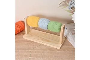 Sparkle Race Wooden Crochet Yarn Holder, Single Revolving Yarn Storage for Crochet Yarn Ball Knitting & Crochet Supplies, Horizontal Wood Yarn Ball Holder Ribbon Holder Organizer Rack