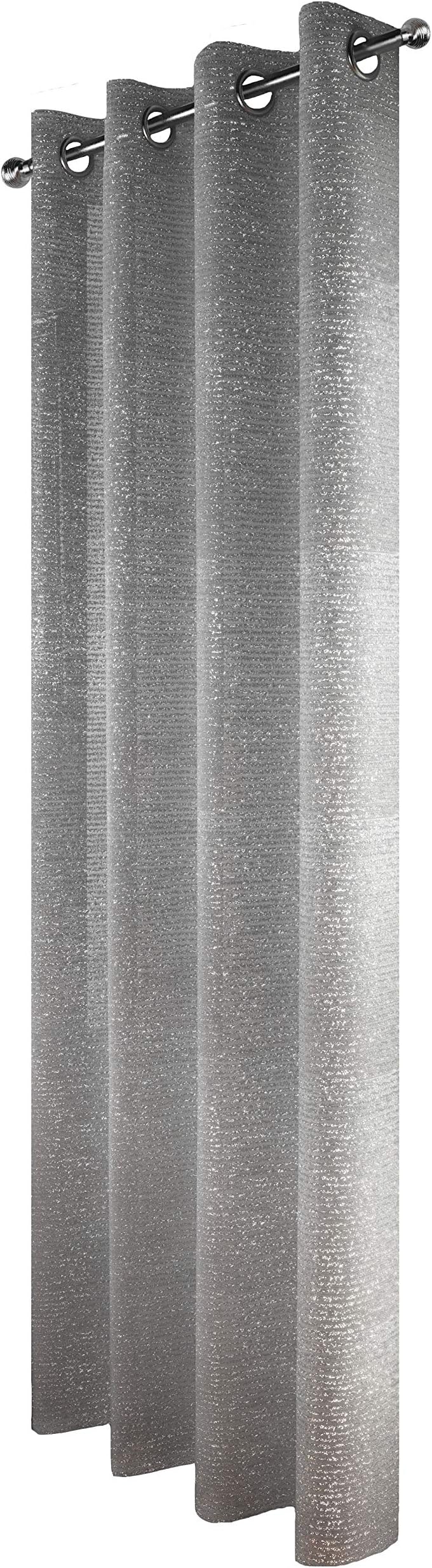 Century Mills Adele Shimmer Voile Panels/Curtains In 6 Great Colours,Chrome Ring Top, Assorted Drops (72" Drop,