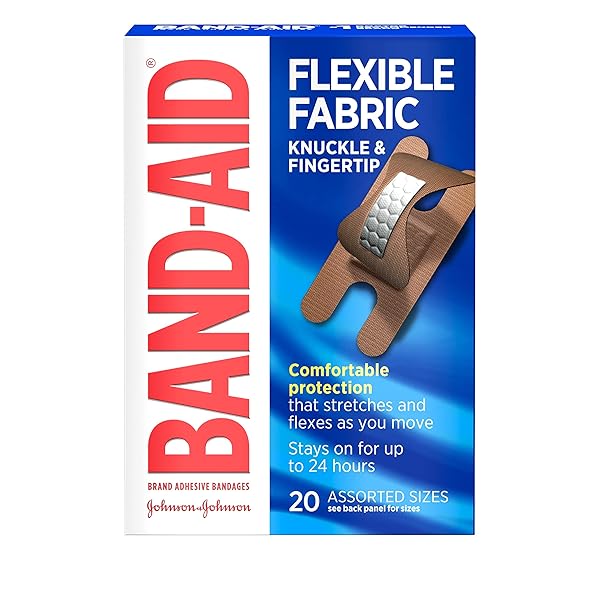BAND-AID BRAND FLEXIBLE FABRIC ADHESIVE BANDAGES FOR COMFORTABLE FLEXIBLE PROTECTION & WOUND CARE OF MINOR CUTS & SCRAPES, WITH QUILT-AID TECHNOLOGY DESIGNED TO CUSHION PAINFUL WOUNDS, FIN (PACK OF 3)
