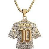 Toogod 18K gold-plated | Silvery-plated Argentina 10 Soccer Jersey Number 10 Necklace | No.10 Football Star Necklace | Soccer Player Miami 10 Pendant Hip Hop Necklace for Men Women 24‘’