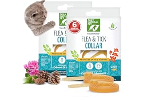 Only Natural Pet EasyDefense Flea & Tick Cat Collar - Feline Flea Collars Biting Insect Control - Pet Care That Protects up to 3 Months - for Cats (2 Pack)