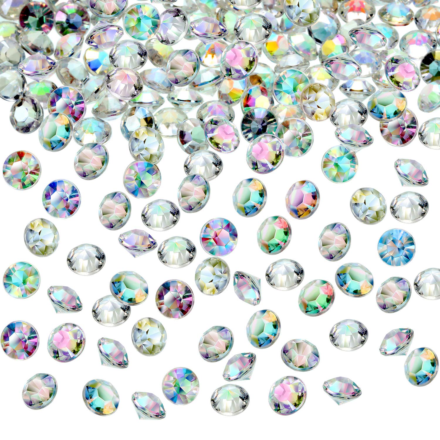 Hicarer 4000 Pieces Clear Diamonds Crystals Acrylic Gems Wedding Table Scattering Gemstones Christmas Party Decorations Bridal Shower Masquerade Vase Fillers (Crystal AB, 6 mm)
