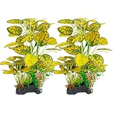 TYZEMKO Silk Aquarium Plants 9.8in 2-Pack | Soft fish-safe durable fade-resistant for fresh/salt weighted base flexible
