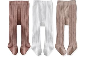 EPEIUS Baby Girls Tights Cable Knit Leggings Stockings Cotton Pantyhose for Newborn Infants Toddlers 3/6 Pack