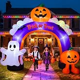 10.5FT Halloween Inflatables Pumpkin Archway for Outdoor Decorations | Lighted Pumpkin Ghost Entrance Blow Up Arch Halloween Decorations for Yard Party