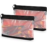 WISEPRO 2 Pack Clear Tool Pouch, Small Tool Pouches with Carabiner Clip, Multi-Purpose Utility Bag Zipper Pouches for Tool Or