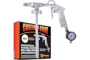 CUSTOM SHOP Custom Coat Professional Variable Nozzle Bed Liner Spray Application Gun with Regulator - Compatible with 1 Liter Bedliner Bottles - for Truck Protective Texture Coating