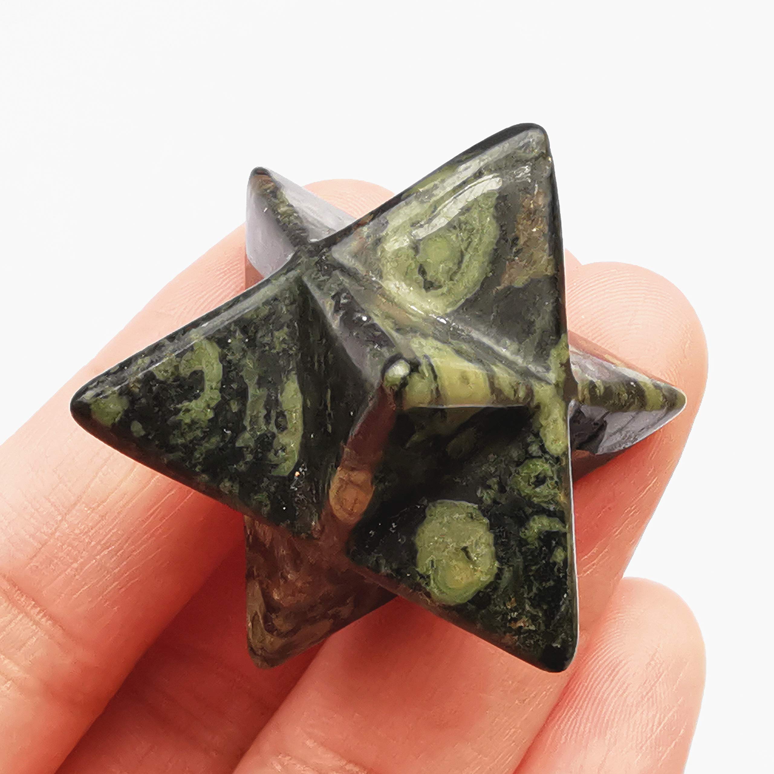 Manekieko Natural Kambaba Jasper Merkaba Crystal Protection Sacred Meditation Energy Healing Chakra,25mm Hexagonal Star Crystals and Healing Stone